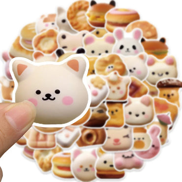 10/30/50PCS Cute Animal Cookie Stickers Funny Decals Toys DIY Notebook Phone Guitar Luggage Bike Kids Toys Cartoon Sticker Gift (ONLINE ORDER ONLY)