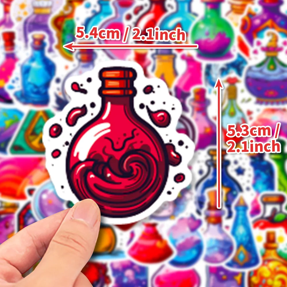 10/50PCS Colorful Magic Bottle Stickers Funny Cute Decals For Kids Laptop Luggage Fridge Diary Bike Phone Notebook Stickers (Online Order Only)