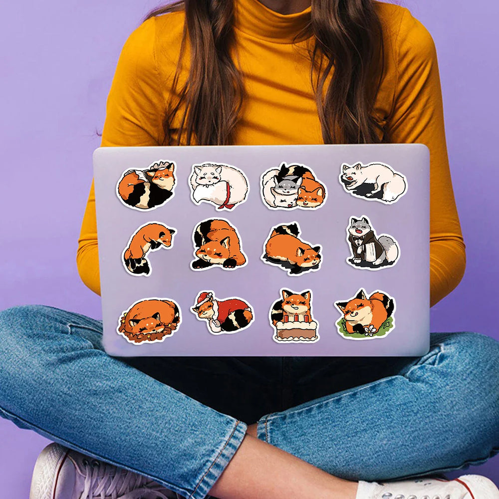 50pcs Cute Cartoon Animals Fox Graffiti Stickers For Laptop Water Bottle Luggage Notebook Phone Waterproof Graffiti Vinyl Decals (ONLINE ORDER ONLY)