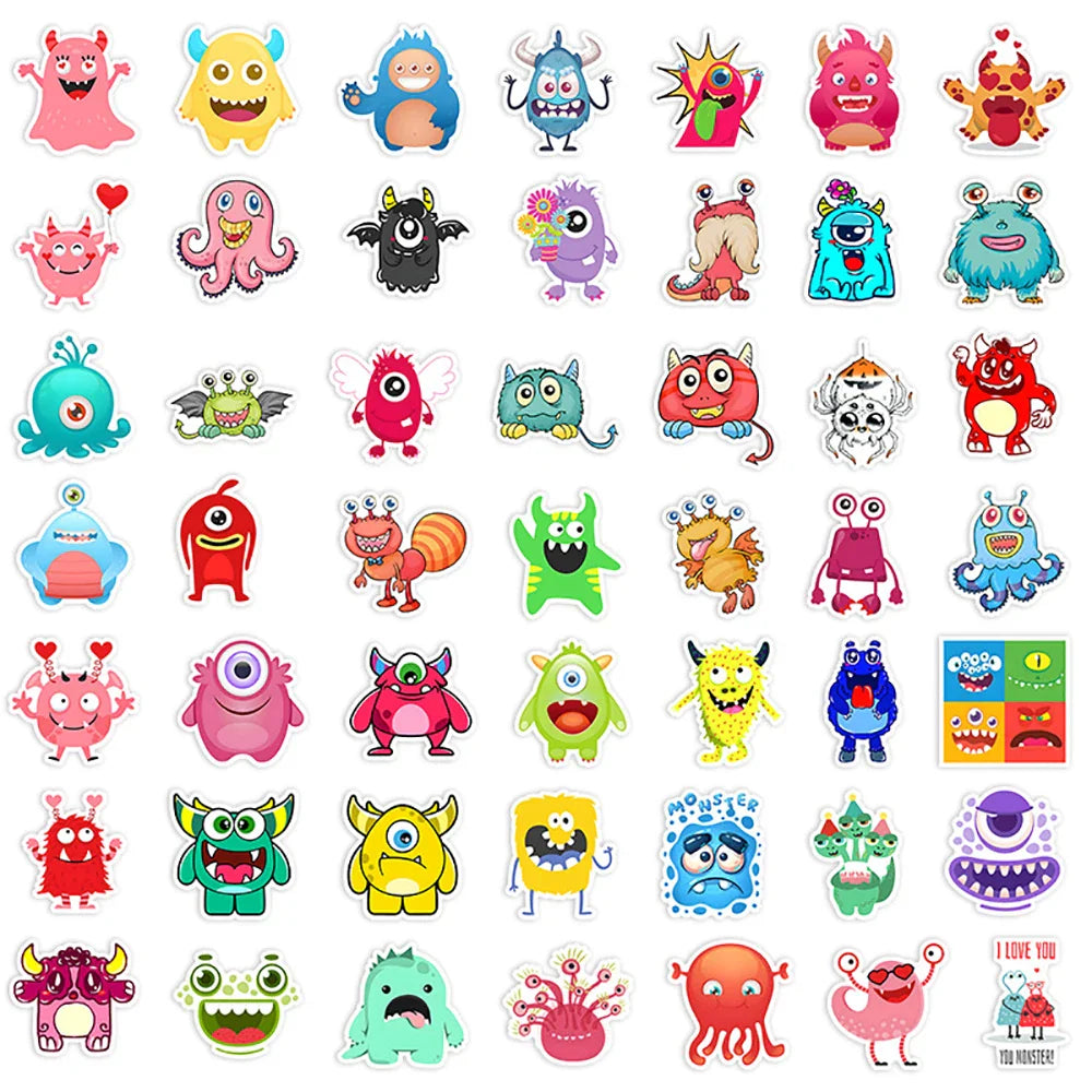 10/30/55PCS Cartoon Little Monster Graffiti Stickers For Kids DIY Notebooks Suitcase Laptop Stationery Car Waterproof Decals Toy (ONLINE ORDER ONLY)