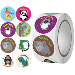 100-500pcs Round Cartoon Toys Animal stickers for kids Teacher Reward Encourage Sticker Office Stationery for children (Online Order Only)