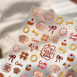 Lovely Dog Bone Bowknot Bread Graffiti Cake Cherry 3D Line Paw Adhesive Nail Art Stickers Cute Cartoon Manicure Decals Wholesale (ONLINE ORDER ONLY)