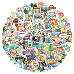 10/50/100pcs Outdoor Hiking Camping Travel Graffiti Stickers Aesthetic DIY Laptop Skateboard Motorcycle Cartoon Sticker Toy (ONLINE ORDER ONLY)