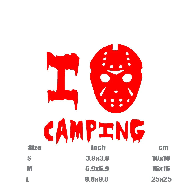 "CAMPING"Stickers,mask  jason creative funny decal high quality sticker for cars trucks motorcycles &laptops! (ONLINE ORDER ONLY)