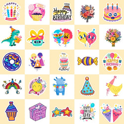 10/30/50PCS Happy Birthday PVC Sticker Aesthetic Decoration Scrapbooking Children's Korean Stationery School Supplies for Kids (ONLINE ORDER ONLY)