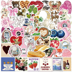 Pink Cat Cartoon Stickers Set - Aesthetic DIY Art for Phone, Notebook, Bike, Suitcase, Car, Wall (Online Order Only)