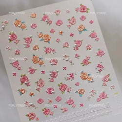 Rose Flower Garden Soft Embossment Adhesive Nail Art Stickers Charming Rhinestone Manicure Decals Nail Supplies for Professional (ONLINE ORDER ONLY)