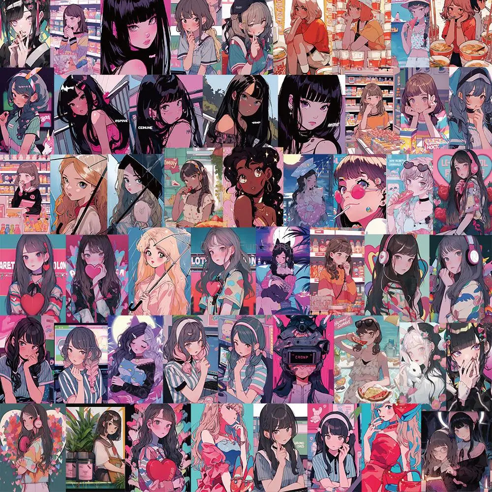 Cartoon Anime Girl Stickers Decal for Phone Bike Laptop Suitcase (ONLINE ORDER ONLY)