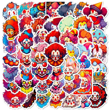 10/50Pcs Vintage Clown Stickers For Phone Suitcase Guitar Car Helmet Craft Supplies Scrapbooking Material Cartoon Sticker Pack (ONLINE ORDER ONLY)