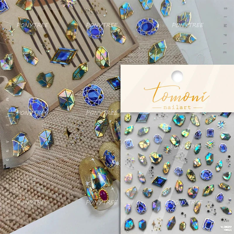 French Lines Gemstone Necklace Gilding Light Luxury Pearl Self Adhesive Nail Art Decorations Stickers Manicure Decals Wholesale (ONLINE ORDER ONLY)