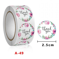 50-500pcs Labels Roll Flower Thank You Stickers 1inch Adhesive Labels Stickers for Gift Decoration Stationery Wrapping Supplies (ONLINE ORDER ONLY)