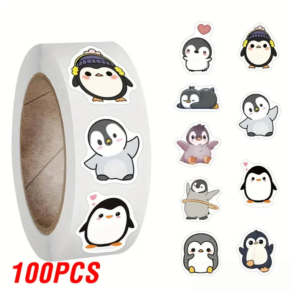 100-500pcs Penguin Animal Stickers Cartoon Removable Notebook Graffiti Sticker Decoration DIY Gift Baking Package Envelope Lable (ONLINE ORDER ONLY)