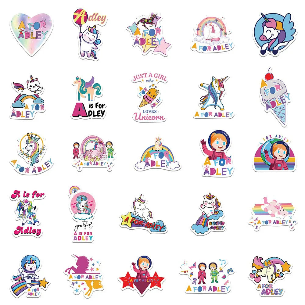 10/30/50PCS Cartoon Game Unicorn A for Adley Stickers DIY Phone Laptop Luggage Skateboard Graffiti Decals Fun for Kid Toy (ONLINE ORDER ONLY)