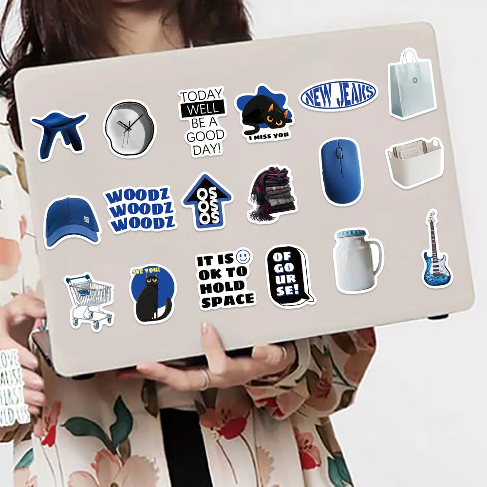 30Pcs Blue Time Cartoon Aesthetic Stickers Cute Decal For Computer Laptop Phone Luggage Graffiti Sticker Toy (ONLINE ORDER ONLY)