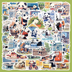 50Pcs Cute Panda Cartoon Stickers for Helmet, Wall, DIY Decoration (Online Order Only)