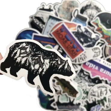 50PCS Camping Travel Stickers Wilderness Adventure Outdoor Landscape Waterproof Decal Sticker DIY Laptop Suitcase Motor Car (Online Order Only)