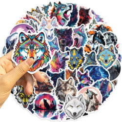 50pcs Wolf Collection Stickers Cartoon DIY Skateboard Phone Case Laptop Waterproof Cool Dark Animal Sticker Decals Toy (Online Order Only)