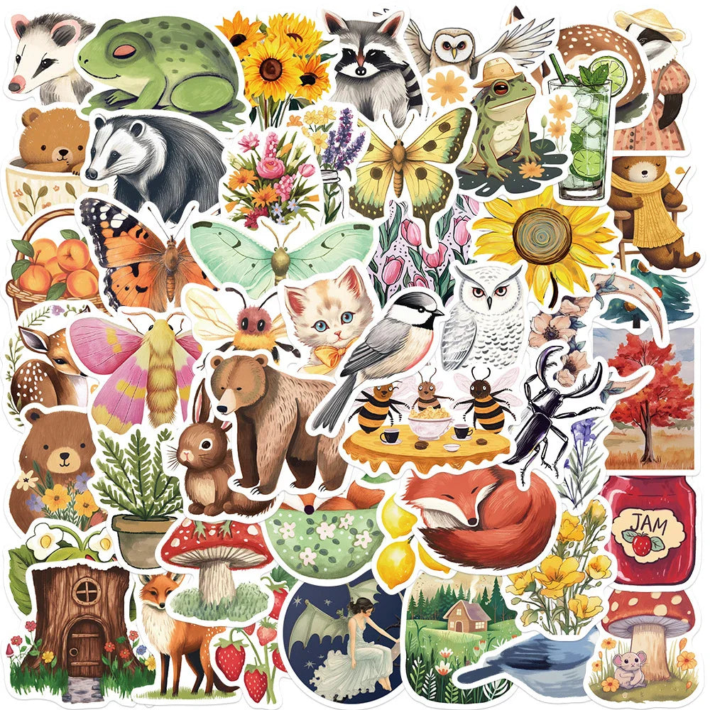 Cute Forest Animal Stickers - 10/30/50pcs Cartoon Decals for Kids, Laptop, Suitcase, Car Decoration (ONLINE ORDER ONLY)