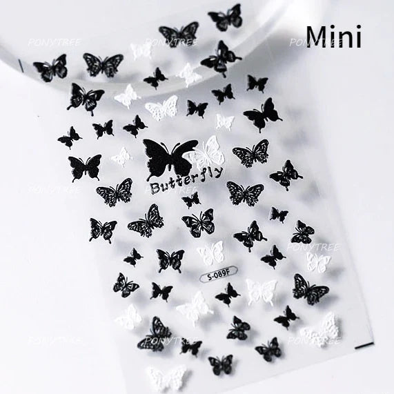Gradual Asymmetric Butterfly Rose Flower Moon Ancient Poem 5D Reliefs Self Adhesive Nail Stickers JellyManicure Decals Wholesale (Online Order Only)