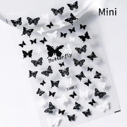 Gradual Asymmetric Butterfly Rose Flower Moon Ancient Poem 5D Reliefs Self Adhesive Nail Stickers JellyManicure Decals Wholesale (Online Order Only)