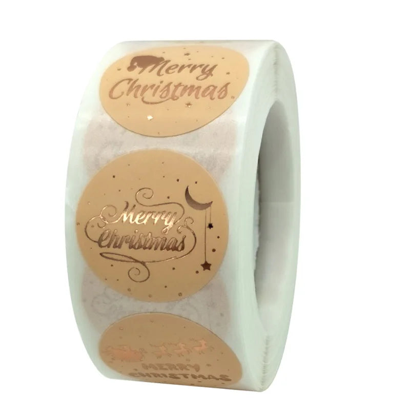 100-500Pcs Snowflake Merry Christmas Stickers Candy Bag Envelopes Sealing Label Sticker Christmas Gifts Box Decorations (ONLINE ORDER ONLY)