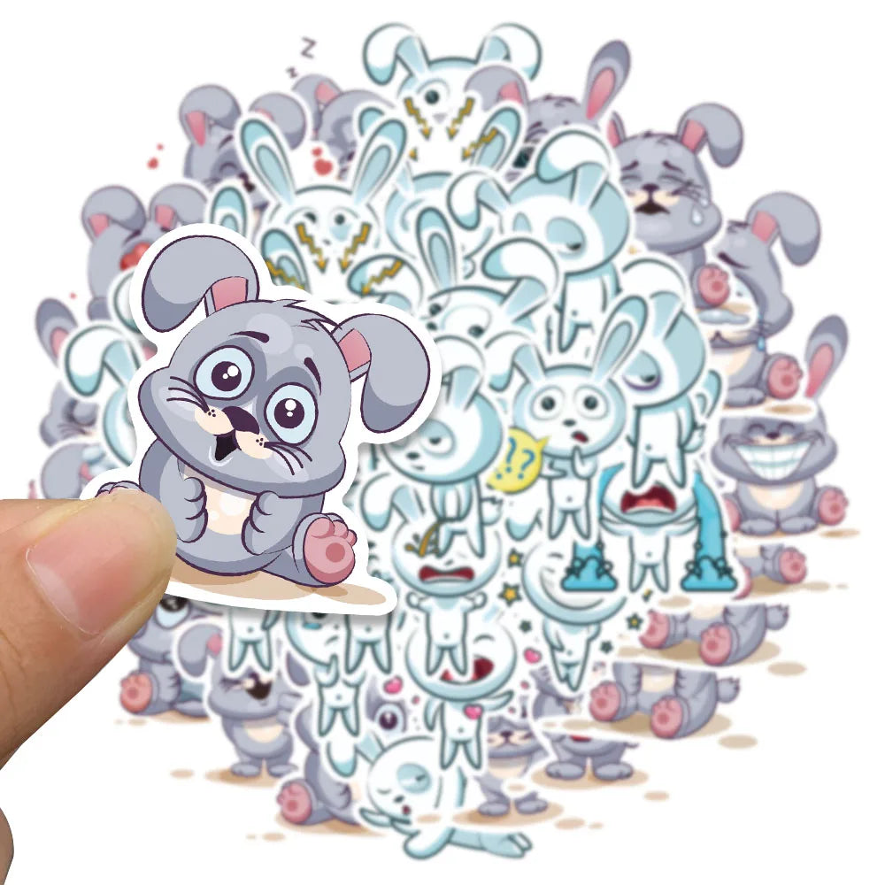 37pcs Funny Cute Cartoon Rabbit Meme Stickers For Luggage Guitar Phone Waterbottle Waterproof Graffiti Laptop Decals Kids Toy (ONLINE ORDER ONLY)