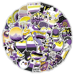 Nonbinary Pride LGBT Stickers Pack - Skateboard, Laptop, Luggage, Motorcycle (Online Order Only)