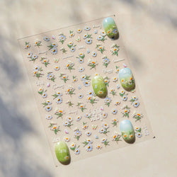 Rural Style White Daisy Flower Butterfly Small Wildflowers 5D Soft Embossed Relief Adhesive Nail Art Stickers 3D Manicure Decals (ONLINE ORDER ONLY)