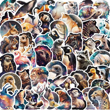 10/50pcs Cute Retro Starry Animal Stickers Aesthetic Kawaii Vinyl Decals Sticker for Kids Laptop Phone Fridge Skateboard Sticker (Online Order Only)