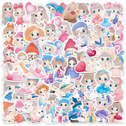 50pcs Cute Girl Graffiti Stickers for Helmet, Wall, DIY Decoration with Storage Box (Online Order Only)