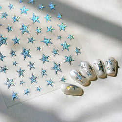 Sparkle Laser Silver Starburst Five-pointed Star Geometric Tiny Spot Romantic 5D Self Adhesive Nail Art Stickers Manicure Decals (ONLINE ORDER ONLY)