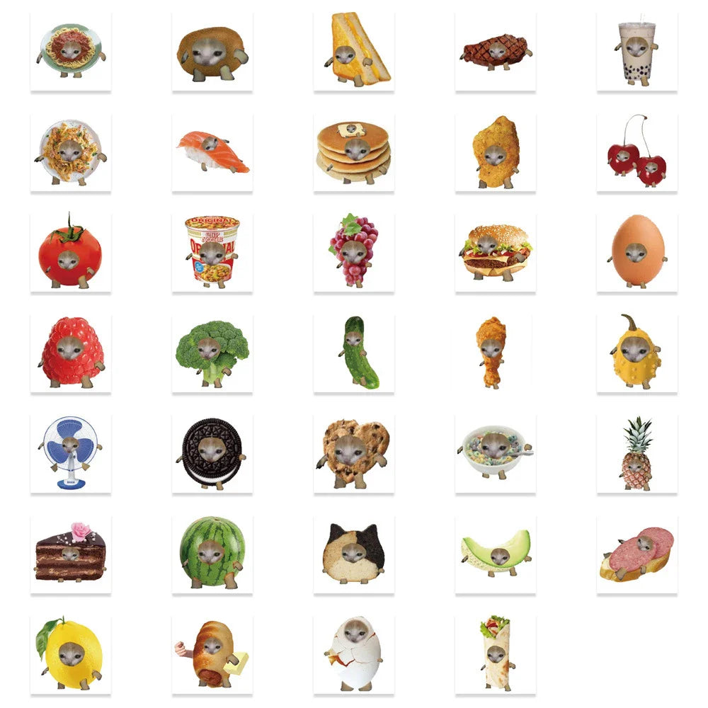 10/30/69pcs Cute Funny Cat And Food Meme Stickers (ONLINE ORDER ONLY)