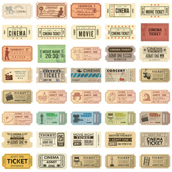 10/40/80pcs Vintage Classic Movie Ticket Stickers Laptop Skateboard Luggage Phone Car Motorcycle Waterproof Sticker Kids Toys (ONLINE ORDER ONLY)