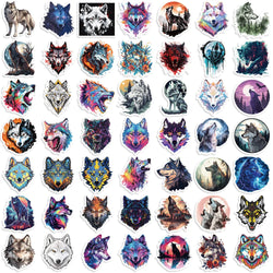 50pcs Wolf Collection Stickers Cartoon DIY Skateboard Phone Case Laptop Waterproof Cool Dark Animal Sticker Decals Toy (Online Order Only)