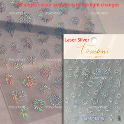 Colorful Fireworks Burst Hot Stamping Process Laser Pink Bright Romantic Self Adhesive Nail Art Stickers Chic Manicure Decals (ONLINE ORDER ONLY)