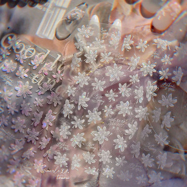 White Pink Flower Dreamy Romantic Petal Jelly Shiny Peach Blossom Polarized Light Delicate Nail Art Stickers 5D Manicure Decals (ONLINE ORDER ONLY)