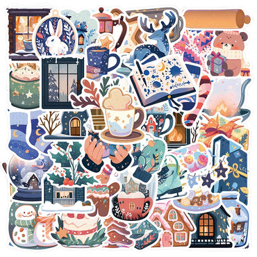 10/30/50PCS Cartoon Winter Christmas Graffiti Stickers Decals DIY Phone Scrapbook Luggage Helmet Kid Toy Cute Waterproof Sticker (ONLINE ORDER ONLY)