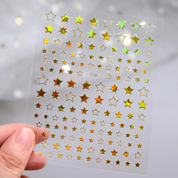 9Pcs 3D Sliver Stars Nails Stickers Bronzing Star Nail Art Decals For DIY Nail Art Decoration Self Adhesive Nail Manicure Parts* (Online Order Only)