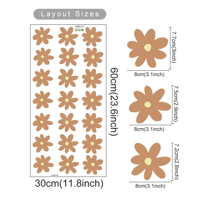Boho Green Daisy Wall Stickers Kids Room Nursery Decals (ONLINE ORDER ONLY)