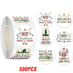 100-500pcs Merry Christmas Gift Decorative Stickers Round Thank You Labels Handmade Candy Biscuits Package Christmas Sticker (ONLINE ORDER ONLY)