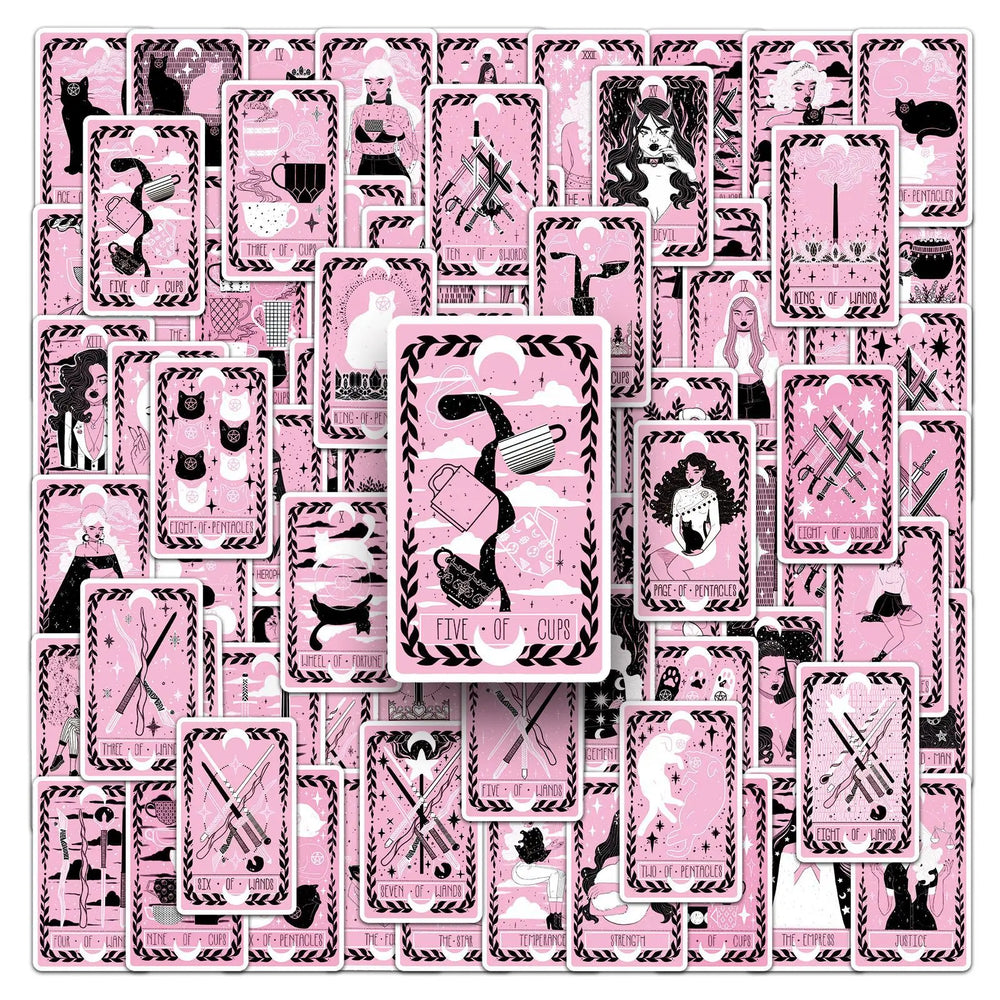 Black Pink Tarot Stickers for Phone, Laptop, Luggage, Skateboard, DIY Decals (ONLINE ORDER ONLY)