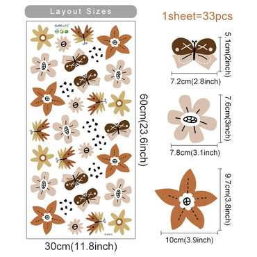 Boho Floral Butterfly Watercolor Wall Decals for Nursery and Living Room Decor (ONLINE ORDER ONLY)