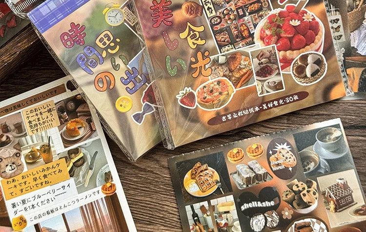 30 Pages Cute Y2K Japanese Food Cut Film Sticker Book Journal Handbook Scrapbooking Kawaii Decoration Sticker Gift (ONLINE ORDER ONLY)