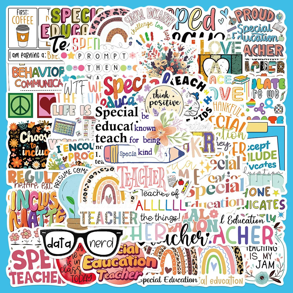 50pcs Special Education English Quotes Graffiti Stickers for Helmet, Wall, DIY Decor (Online Order Only)