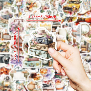 10/30/50PCS Vintage Fresh Life PVC Sticky Sticker Aesthetic Stationery DIY Decoration Scrapbooking School Supplies for Kids (ONLINE ORDER ONLY)