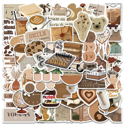 60pcs Classic Retro Brown Series Aesthetic Stickers For Luggage Laptop Guitar Phone Waterproof Graffit Bicycle Car Decals (ONLINE ORDER ONLY)