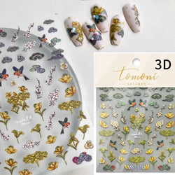 Red Plum Blossom Flower Chinese 3D Self Adhesive Nail Art Decoration Stickers Cheongsam Iris Lily Lotus Vase 5D Manicure Decals (ONLINE ORDER ONLY)