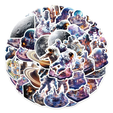 10/50Pcs Space Astronaut Stickers Laptop Refrigerator Ledger Phone Case Luggage Decoration Waterproof DIY Sticker Toys for Kids (ONLINE ORDER ONLY)