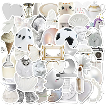 10/25/50pcs White Stickers for DIY Decor, Stationery, Suitcase, Water Bottle, Phone, Laptop, Scrapbooking (Online Order Only)