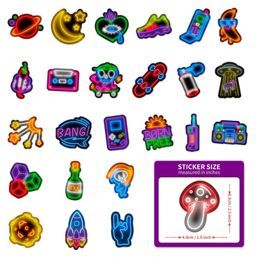 10/25/50pcs Cool Neon Light Graffiti Sign Sticker Packs (ONLINE ORDER ONLY)